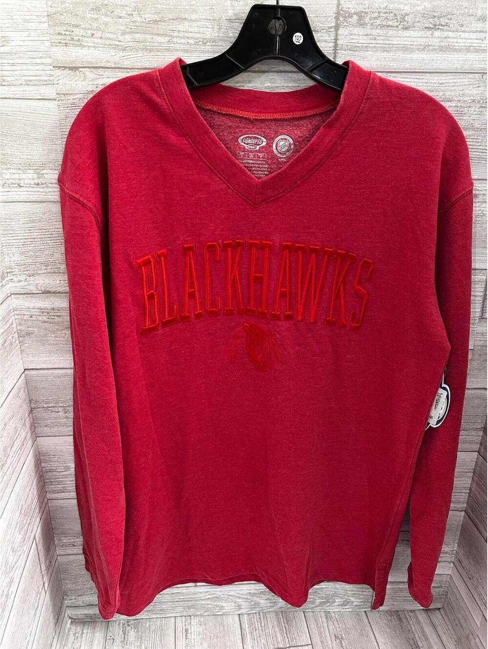 Chicago Blackhawks Ladies Red V-Neck Long Sleeve Shirt Concepts Sport NHL S NWT